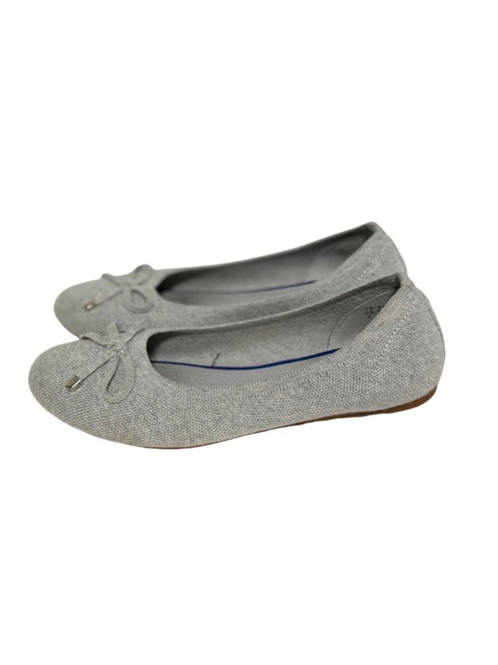 JS Womens Size 9 gray Flat Ballet fabric shoes Bow detail JS6047 Comfort